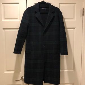 POLO RL TARTAN MERINO WOOL-BLEND COAT,BLACKWATCH,2